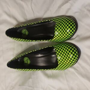 TUK green and black heels